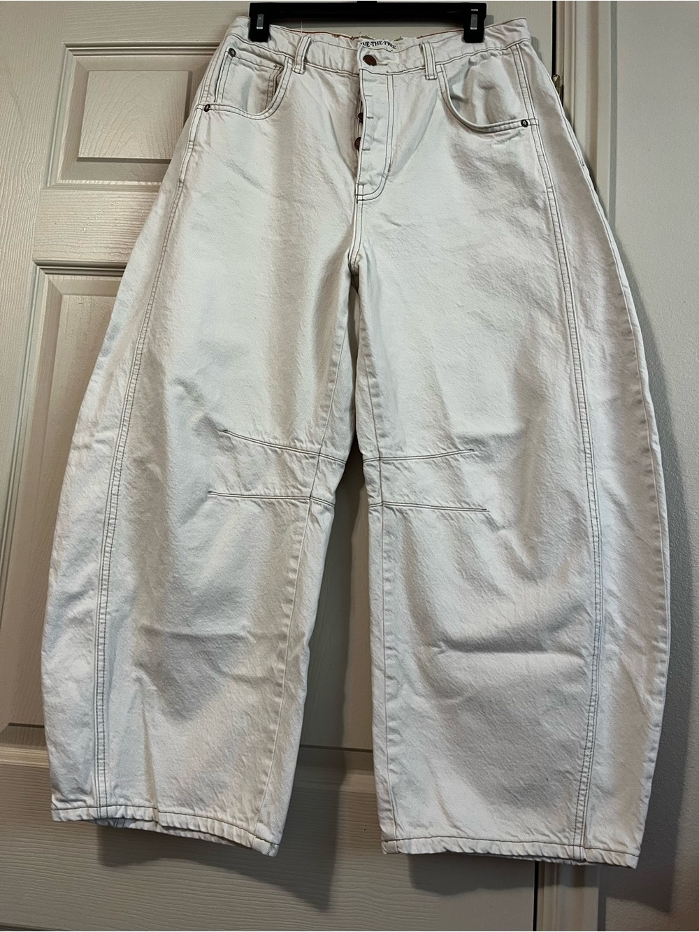 We The Free Good Luck Mid-Rise Barrel Wide-Leg Cream Jeans Women’s Size 30 - Picture 2 of 11